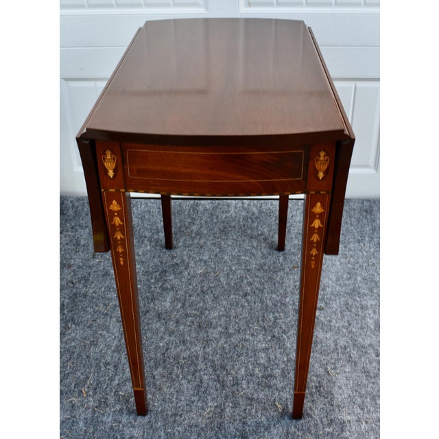 Inlaid Mahogany Pembroke Table Bench Made Federal Style Accent End Side Table For Sale - Image 12 of 16