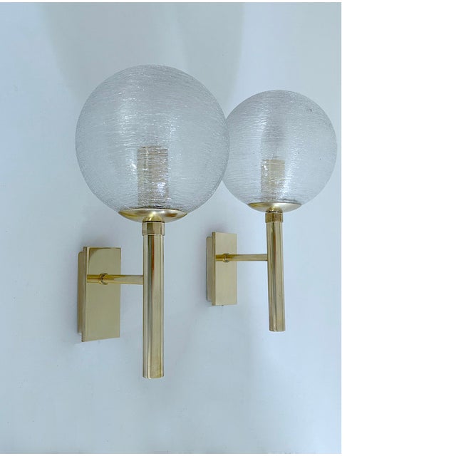 Mid-Century Modern Vintage Brutalist Glass Sconces from Doria Leuchten, Germany, Set of 2 For Sale - Image 3 of 17