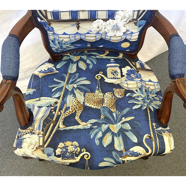 Early 1900's French Boudoir Fruitwood Armchair With New Statement Upholstery For Sale - Image 10 of 18