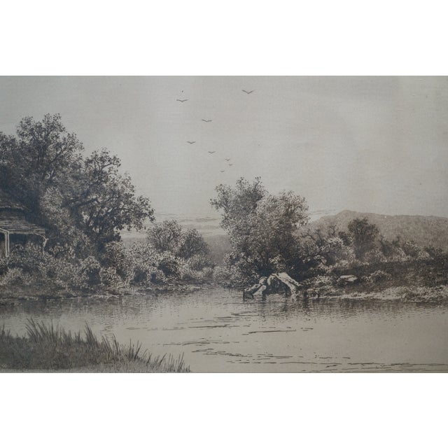 Antique Alfred Hopkins Old Millhouse Water Mill Panoramic Riverscape Etching 25" For Sale - Image 9 of 13
