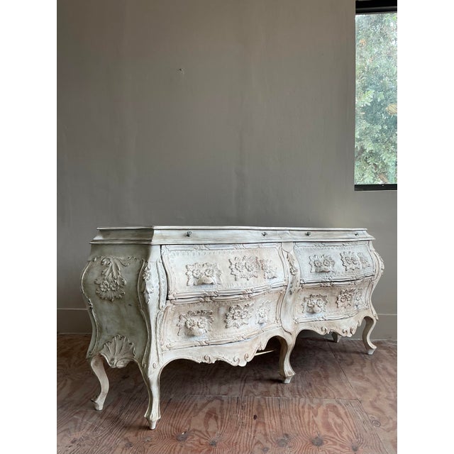 White Vintage Regency Washed Bombe Double Dresser For Sale - Image 8 of 8