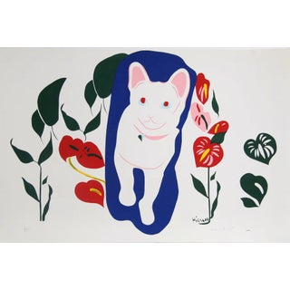 Andrew Hirsch, "Cat in Garden," Serigraph For Sale