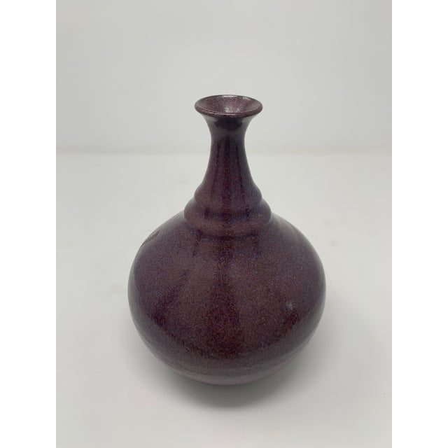 Mid 20th Century Plum Glazed Ceramic Vase For Sale - Image 11 of 11