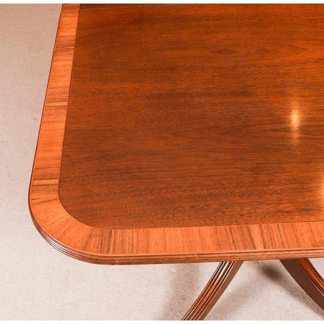 Vintage Twin Pillar Flame Mahogany Dining Table by W. Tillman, 1980s For Sale - Image 12 of 16