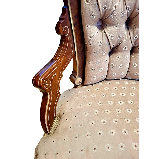 Antique “His” & “Hers” American Neo-Grec Upholstered Chair Set For Sale - Image 10 of 15