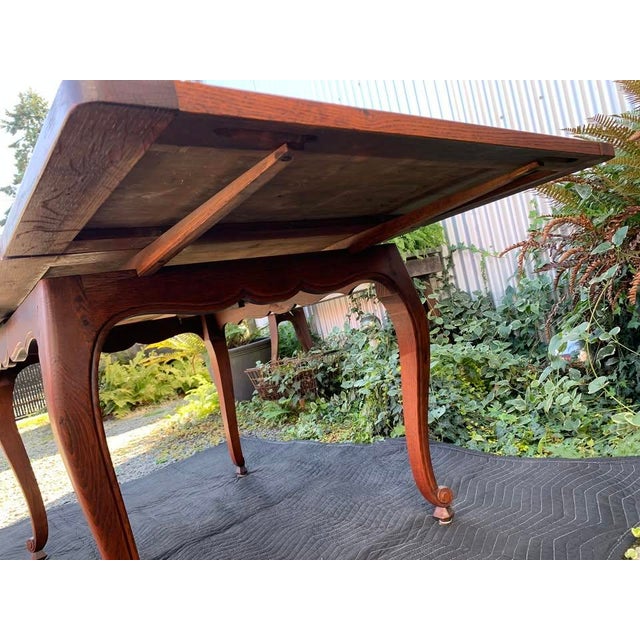1920s French Provincial Oak Parquet Draw Leaf Dining Table For Sale In Seattle - Image 6 of 11