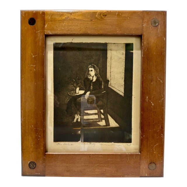 Late 20th Century Signed Original Print "Motherhood" Barbara Shannon Edition 7/8 Expressionist Figural Framed 14x11 For Sale
