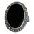Antique Art Deco Onyx and Marcasite Cocktail Ring, C. 1920, Size 8 For Sale