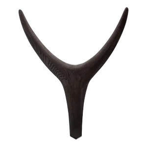 Large Nguni Head Black Iroko, Animal Head Wall Sculpture