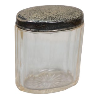 Antique Gorham Sterling Silver Lidded Cut Glass Vanity Powder Dresser Jar 3" For Sale