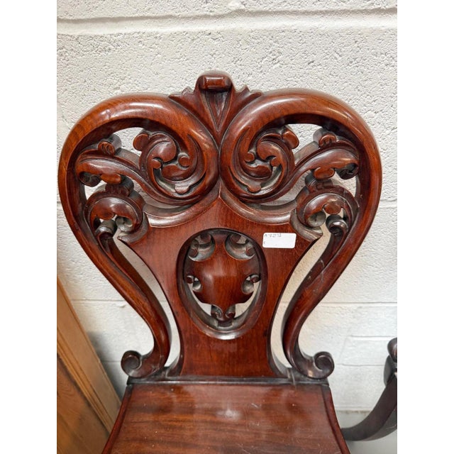 Brown Antique Mahogany Hall Chairs, 1890s, Set of 2 For Sale - Image 8 of 13