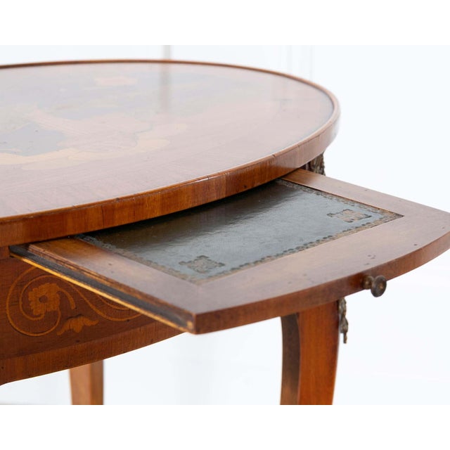 Napoleon III Marquetry Side Table with Floral Inlay, France, Late 19th Century For Sale - Image 4 of 17