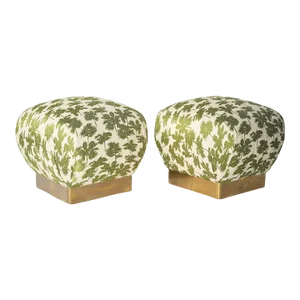 Pair of 1970s Brass Poufs