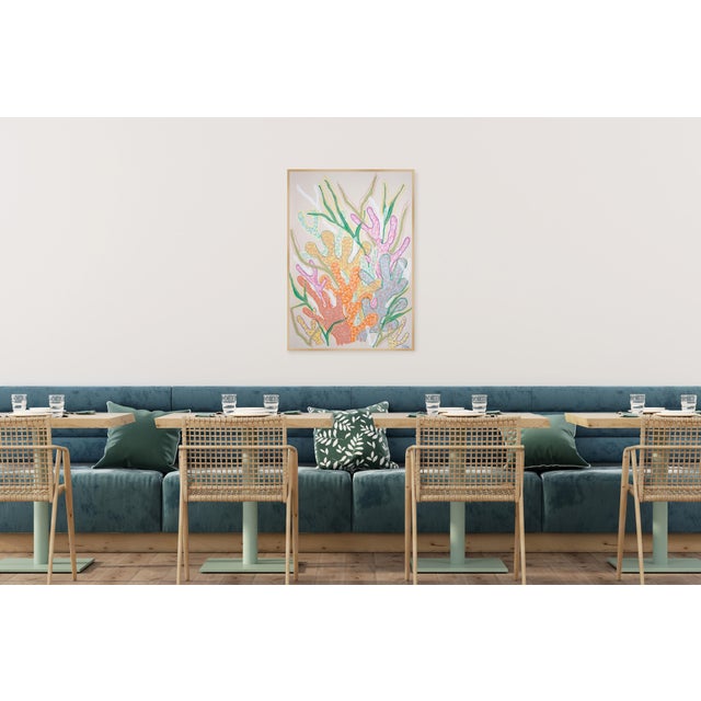 Paper 2025, Funky Coral Textures, Pastel Tones Illustration Style Seascape, Gouache Crayon on Watercolor Paper by Romina Milano For Sale - Image 7 of 8