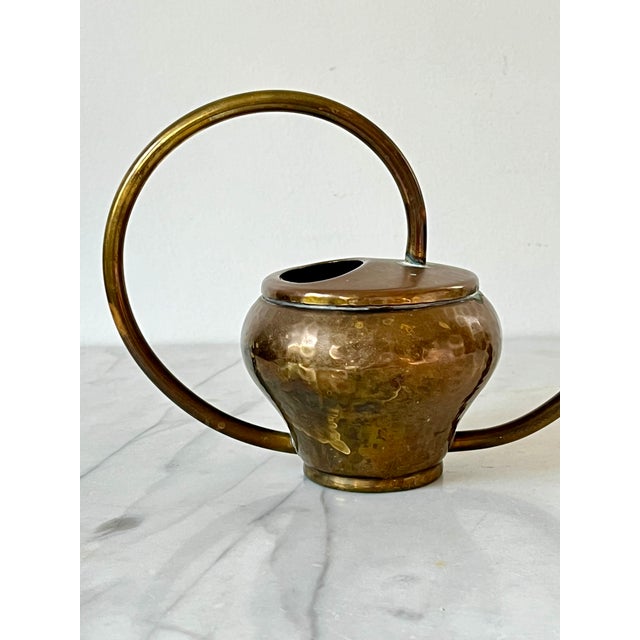 Metal Vintage German Hammered Brass Watering Can For Sale - Image 7 of 8