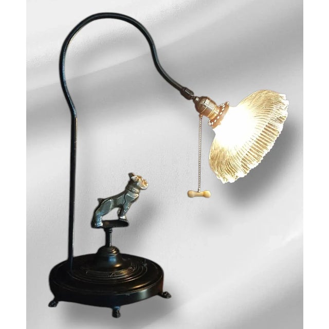 Bulldog Hood Ornament Table Lamp For Sale - Image 4 of 4
