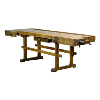 Antique Oak Workbench, 1920s For Sale