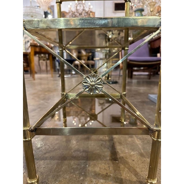 Early 21st Century Pair Jansen Manner Brass and Glass Side Tables For Sale - Image 5 of 7
