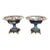 Pair of Sevres Patinated Metal Mounted Blue Celeste Roman Compotes, 1870s For Sale