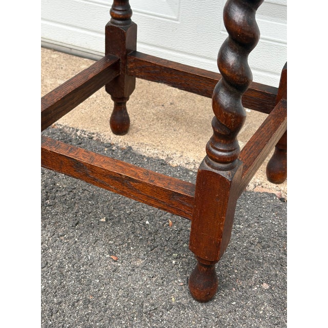 Wood Antique English Wood Barley Twist Round Side Table For Sale - Image 7 of 9