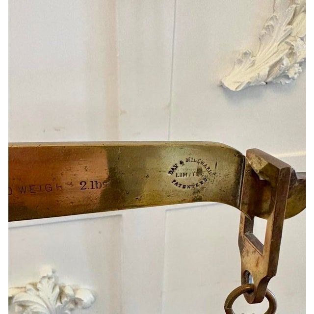 Antique Victorian Apothecary Balance Scales in Brass and Mahogany with Weights from Day & Millward, 1880, Set of 10 For Sale - Image 6 of 14