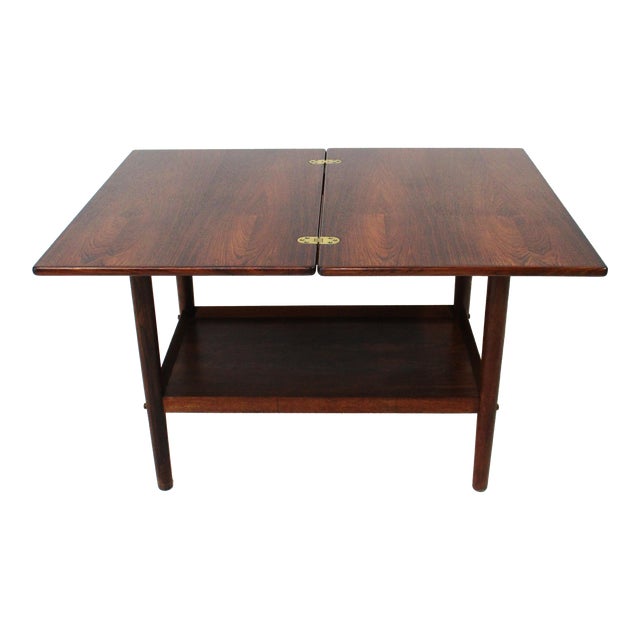 Grete Jalk Rosewood Swivel Top Side Table or Coffee Table by Poul Jeppesens Denmark For Sale