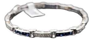 3.75 Ct Natural Sapphire & Diamond Tennis Bracelet