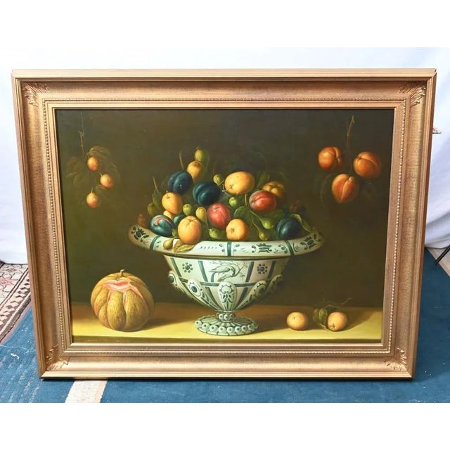 Still Life with Fruit Bowl, 1980s, Oil, Framed For Sale - Image 6 of 6
