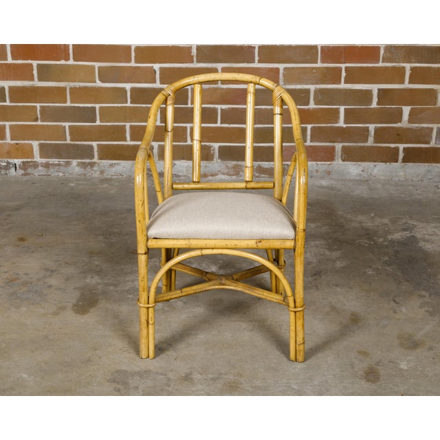 Country Style Bamboo 1920s English Chair with Custom Upholstery For Sale - Image 4 of 12