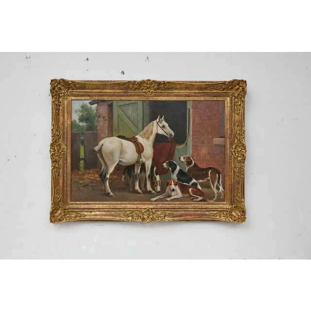 19th Century English Horse and Hound Oil Painting in Frame, Signed C. Goddard For Sale In Atlanta - Image 6 of 12