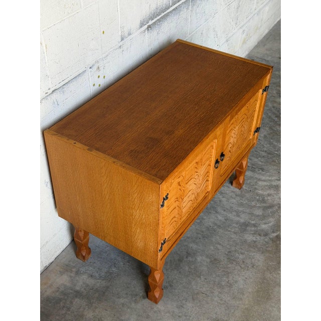 Henning Kjærnulf Oak Storage Cabinet With Black Handles Danish Mid-Century Modern 1960s For Sale - Image 10 of 12