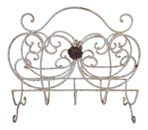 Distressed Wrought Iron Patio Magazinel Rack