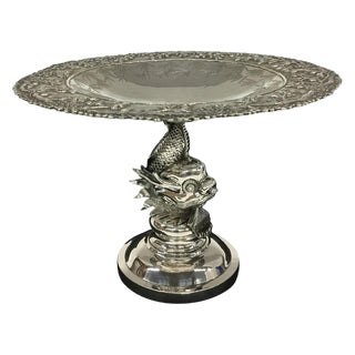 19th Century Chinese Export Silver Tazza by Tien Shing, Hong Kong For Sale