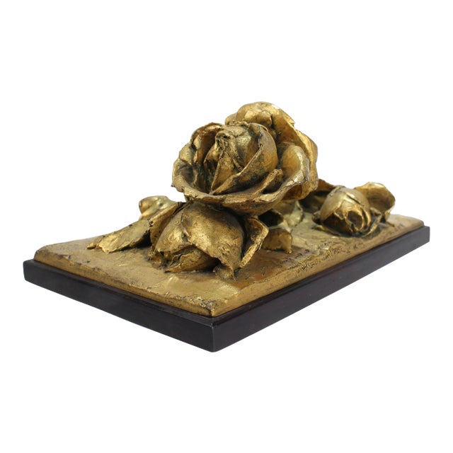 Cire Perdue Gilt Bronze Sculpture of Roses by Louis Ernest Barrias For Sale