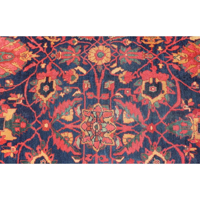 Antique Persian Sultanabad Rug With Large Scale Design in Blue 11'3" X 13'0" For Sale - Image 10 of 12