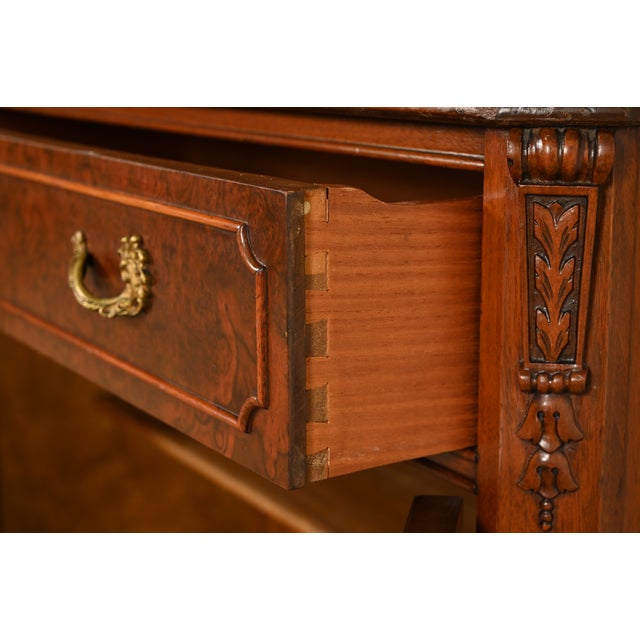 Romweber French Provincial Louis XV Carved Walnut and Burl Wood Breakfront Bookcase Cabinet, Circa 1930s For Sale - Image 12 of 18