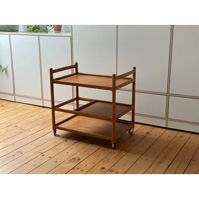 Danish Teak Serving Trolley by Johannes Andersen for CFC Silkeborg For Sale - Image 9 of 10
