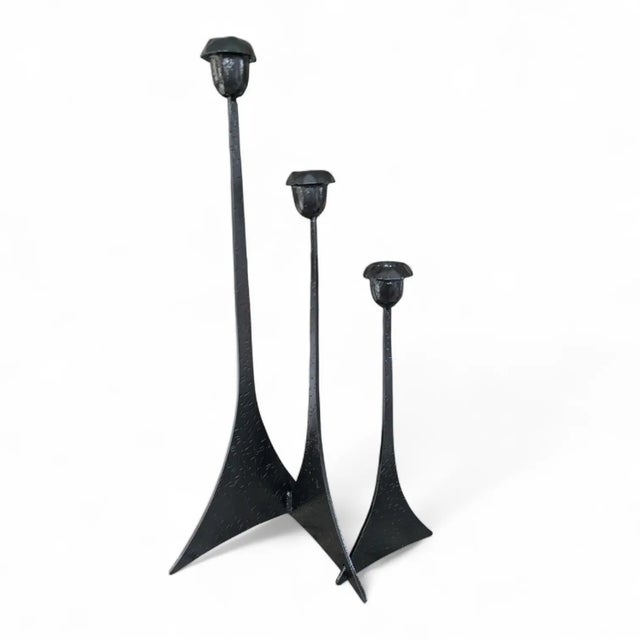 Black Vintage Brutalist Paul Evans Style Candle Holder For Sale - Image 8 of 10