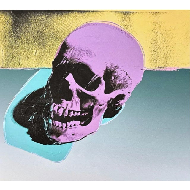 Mid-Century Modern After Andy Warhol, Skull on a Blue Background, 1980s, Lithograph For Sale - Image 3 of 7