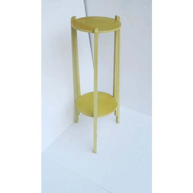 Yellow Art Deco Column Pillar Pedestal Stand With Lower Shelf, 1 of 2 Available For Sale - Image 9 of 13