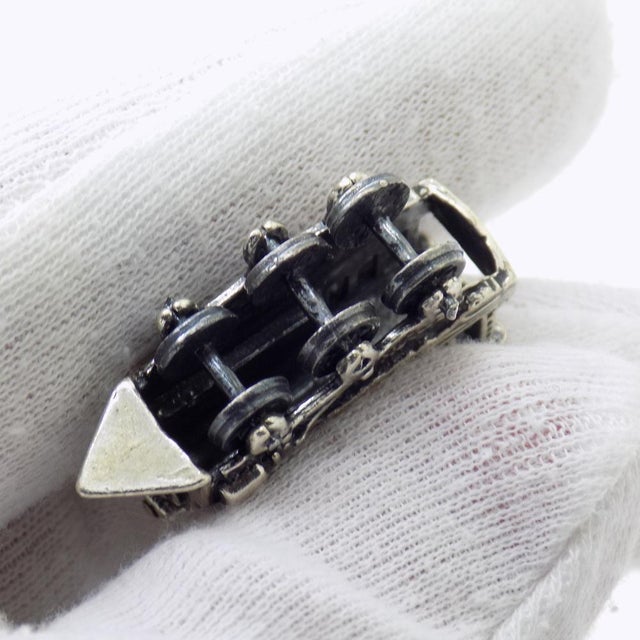 Silver Vintage Italian Handmade Genuine Sterling Silver 925 Locomotive Train Figurine, 1970s For Sale - Image 8 of 13