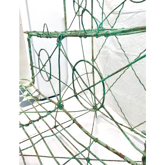 Early 20th Century Antique Victorian Wire Plant Stand – Three Tier Garden Shelf With Original Green Paint For Sale - Image 5 of 10