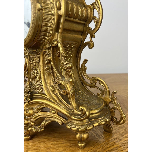Metal Vintage Style Clock in Brass For Sale - Image 7 of 14