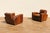 Art Deco Vintage Pair Art Deco Revival Distressed Brown Leather Club Chairs & Ottomans, 1980s For Sale - Image 3 of 18