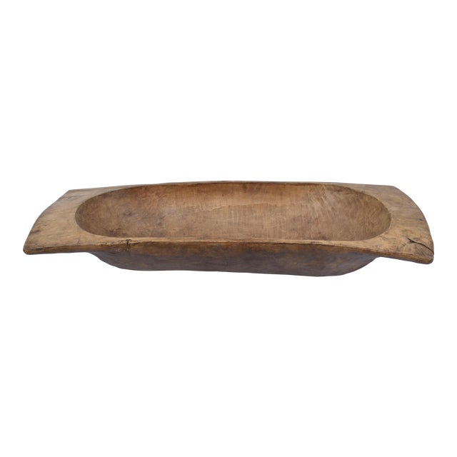 Antique Hand-Hewn Fruitwood Trog or Dough Bowl For Sale