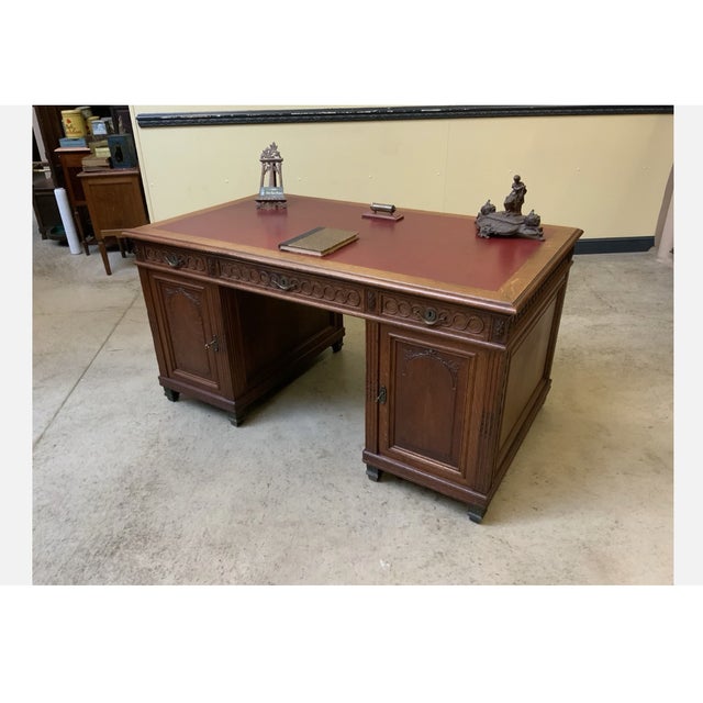 Brown Antique Art Nouveau Desk, 1910 For Sale - Image 8 of 13