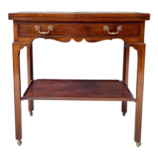 Vintage Mahogany Expandable Bar Cart For Sale