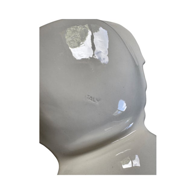 Figurative Vintage Italian Ceramic Pineapple Dish — White Glaze With Green Leaf Detail, Made in Italy For Sale - Image 3 of 5