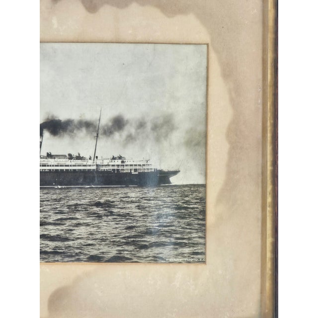 Brown Antique Oak Framed “Cunard Liner Lusitania” Maritime Photo Print Early 1900s For Sale - Image 8 of 15