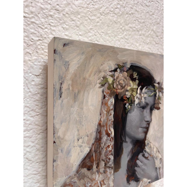 Figurative Nymph IV by Jane Radstrom | Oil Painting of a woman with flowers in her hair For Sale - Image 3 of 5